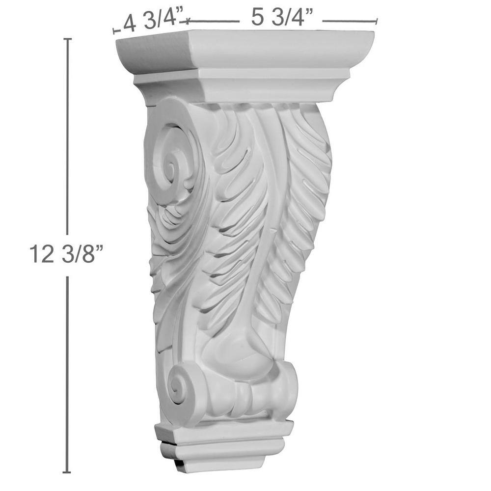 White Primed Polyurethane Acanthus Leaf Decorative Corbel