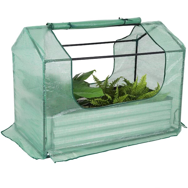 Sunnydaze 4 ft. x 2 ft. x 3 ft. - Sunnydaze Raised Garden Bed and Greenhouse Kit - Steel and Polyethylene - Green - Greenhouse
