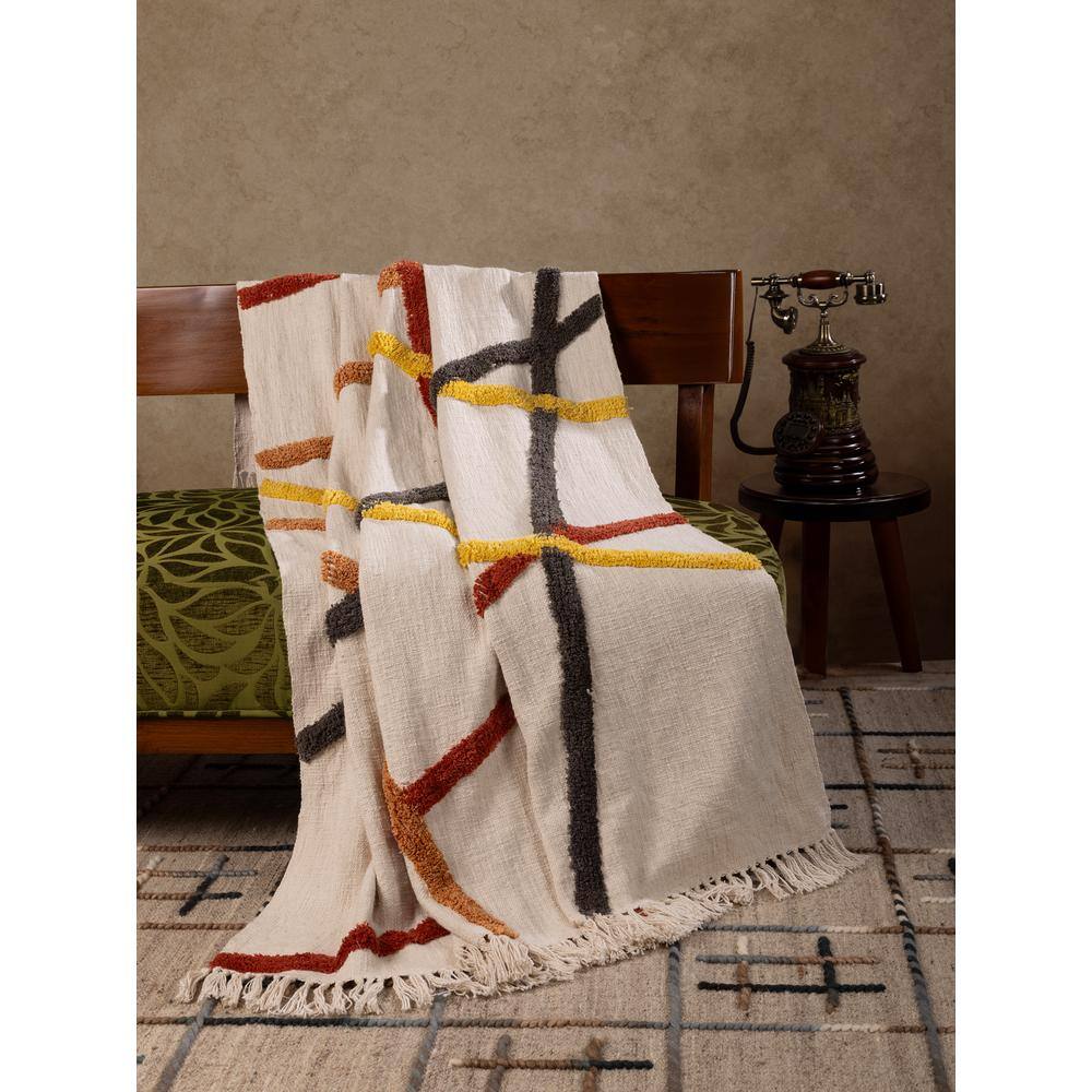 Tashi Multicolored Handcrafted Cotton Throw Blanket 50"x60"