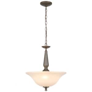 3-Light Oil Rubbed Bronze Pendant with Tea-Stained Glass Shade
