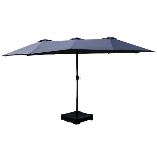 KOZYARD 15 ft. x 9 ft. Market Double-Sided Patio Umbrella Extra-Large Waterproof Twin Umbrellas in Navy Blue