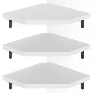 10.24 in. W x 10.24 in. D White Solid Wood Corner Decorative Wall Shelf Set of 3