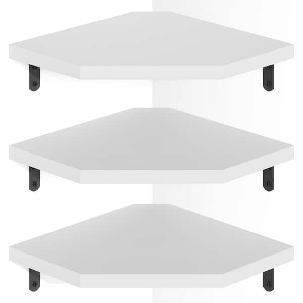 Unbranded 10.24 in. W x 10.24 in. D White Solid Wood Corner Decorative Wall Shelf Set of 3