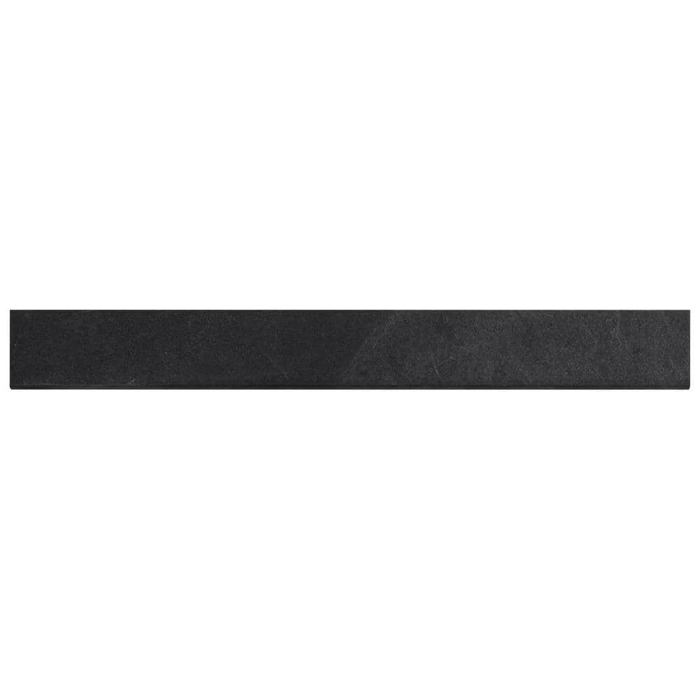 Charcoal Black Matte Porcelain 3x24 Waterproof Bullnose Trim