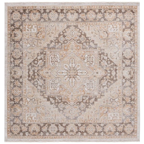 SAFAVIEH Hazel 6 ft. x 6 ft. Gold/Brown Distressed Medallion square Area Rug
