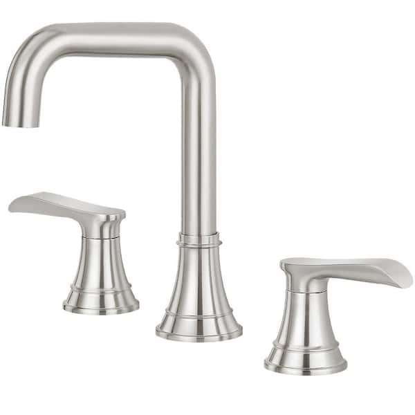 AKLFGN 8 in. Widespread Double-Handle Bathroom Faucet in Brushed Nickel