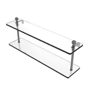 Mambo Collection 22 in. Two Tiered Glass Shelf in Matte Gray