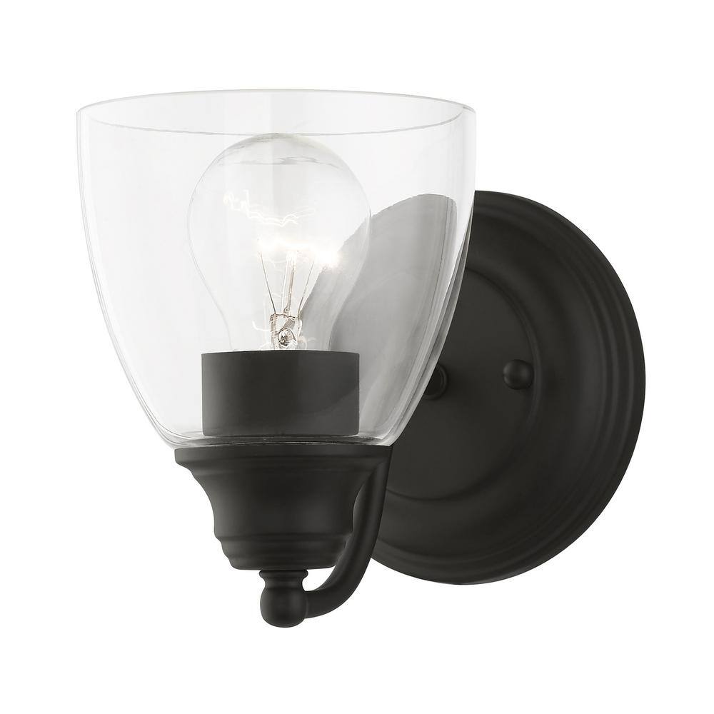 Black Hand Blown Glass 1-Light Vanity Sconce