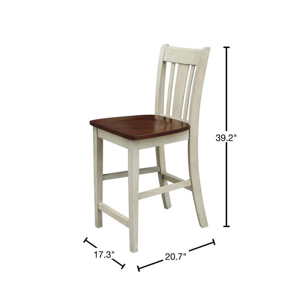 Elegant San Remo Solid Wood Counter Stool in Antique Almond