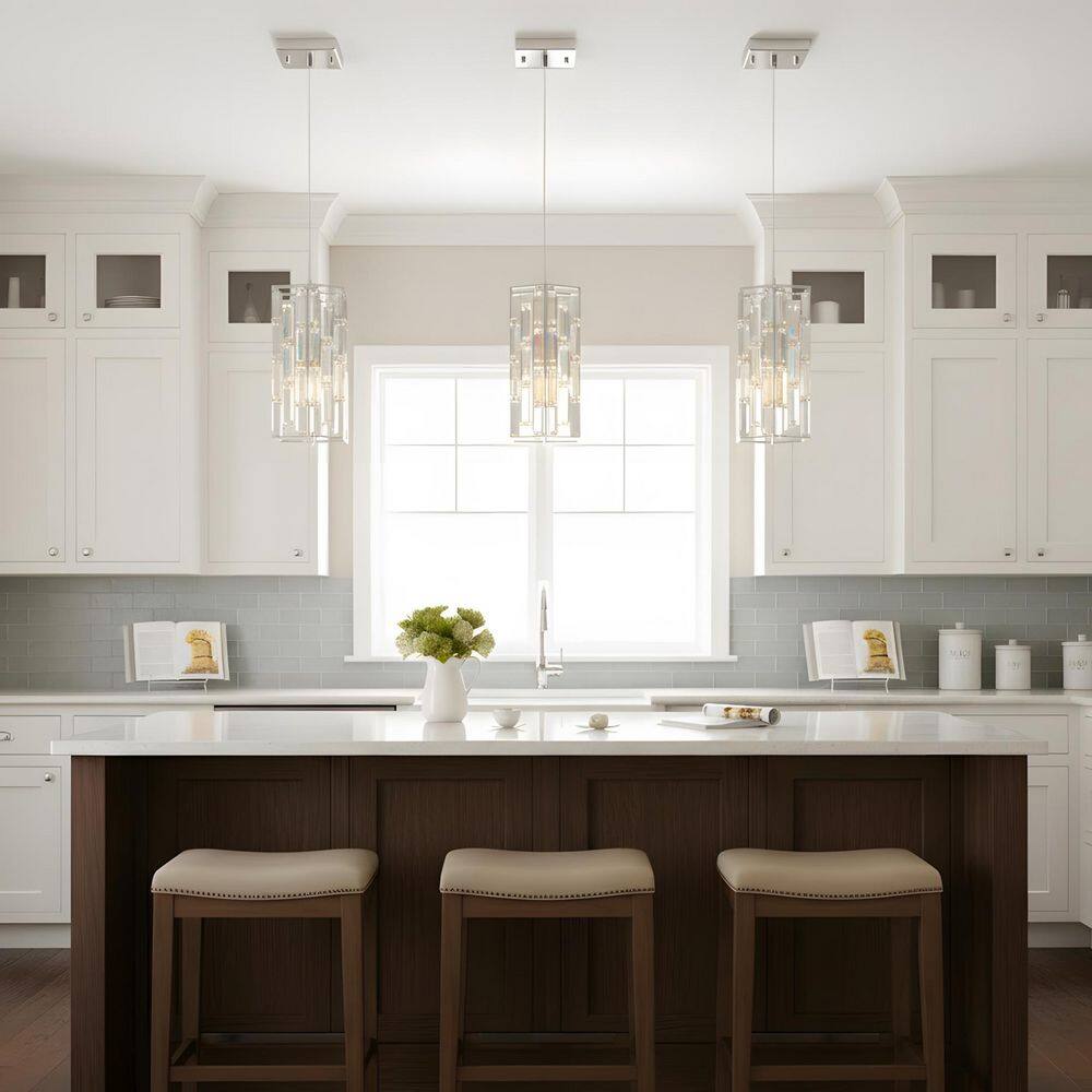 4.1 in. 1-Light Chrome Modern Prismatic Shade Pendant Light, 3-Piece Set price history on PriceWatchPro