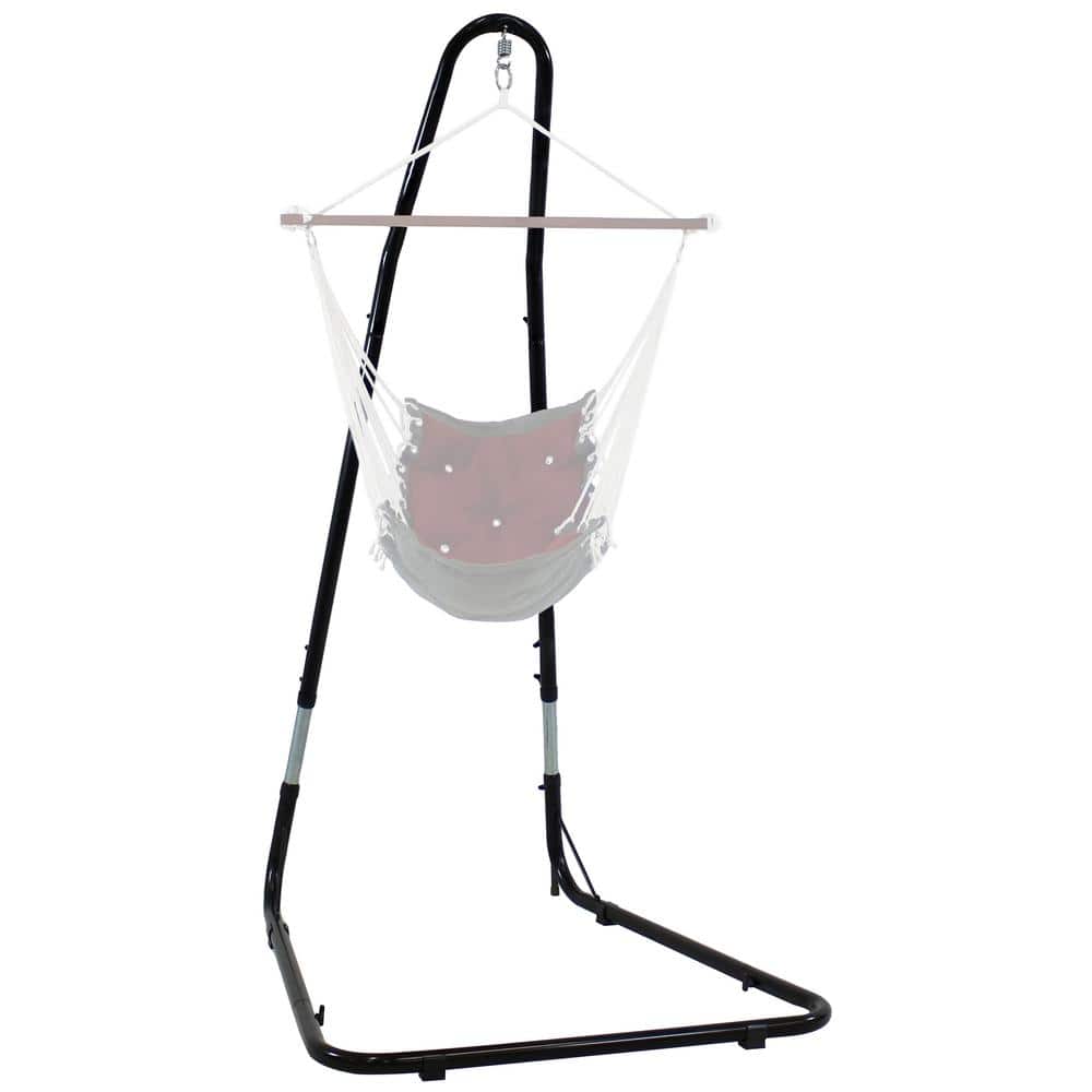 Adjustable Black Powder-Coated Steel Hammock Chair Stand