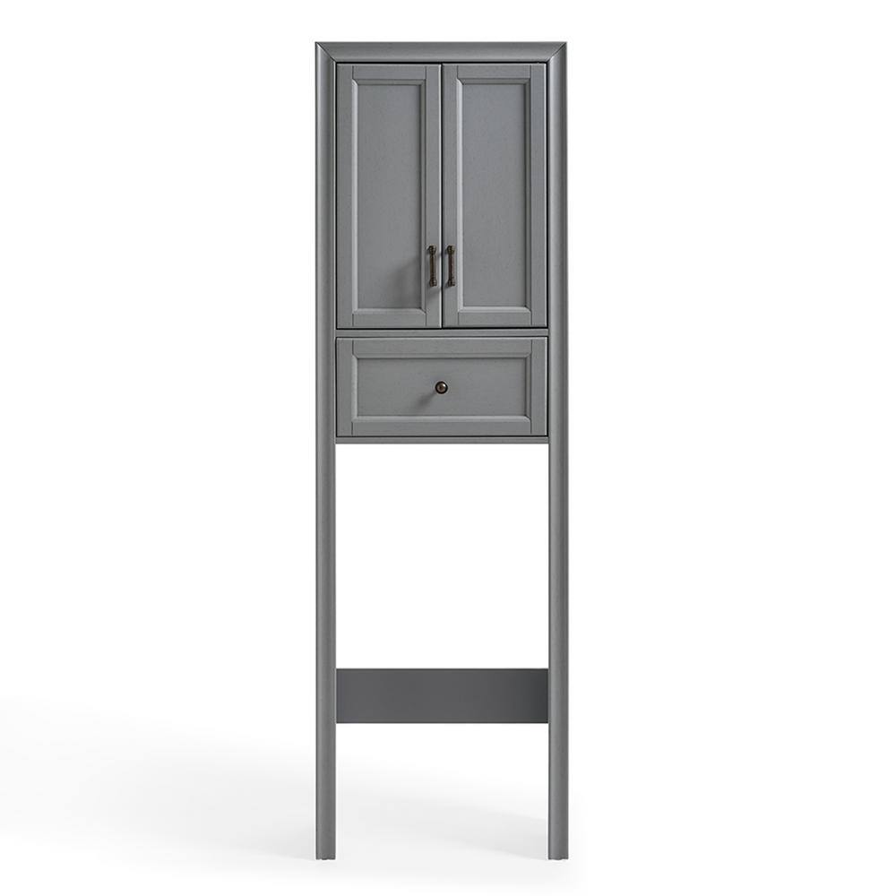 Gray Over-the-Toilet Storage Cabinet with Adjustable Shelving