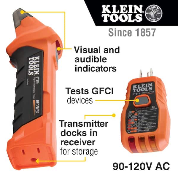Klein Tools Digital Circuit Breaker Finder with GFCI Outlet Tester ET310