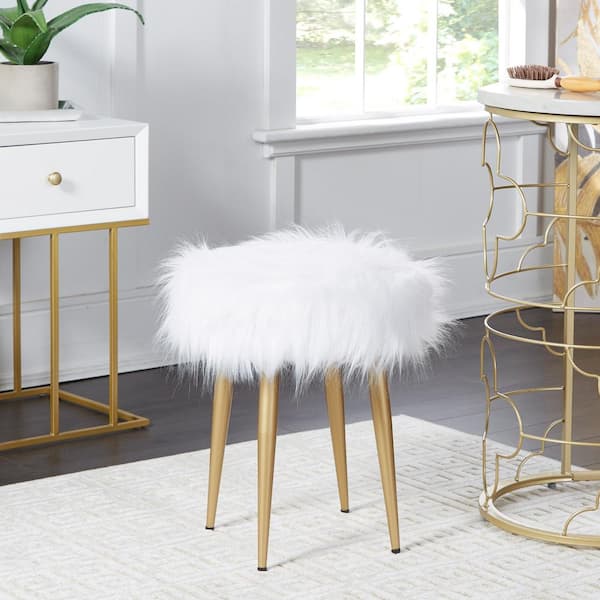 Silverwood Furniture Reimagined Marilyn, Furry White Vanity Bench