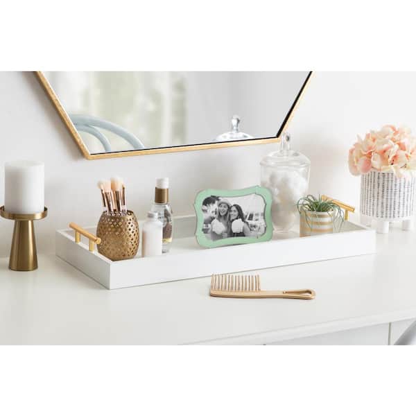 Kate and Laurel Lipton 10 in. x 3 in. x 24 in. White/Gold Decorative Wall Shelf