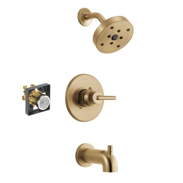 Trinsic Gold Single Handle 1-Spray Tub and Shower Faucet 1.75 GPM in Champagne Bronze Valve Included