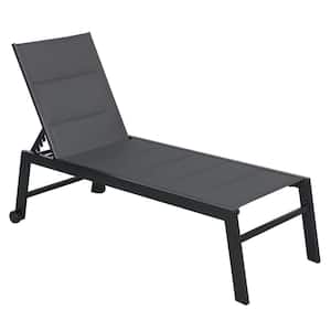 Metal Outdoor Fabric Lounge Chair in Gray (Set of 1)