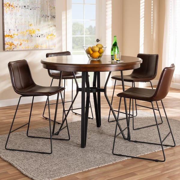 Grandview Traditional Brown 5 Piece Round Dining Set