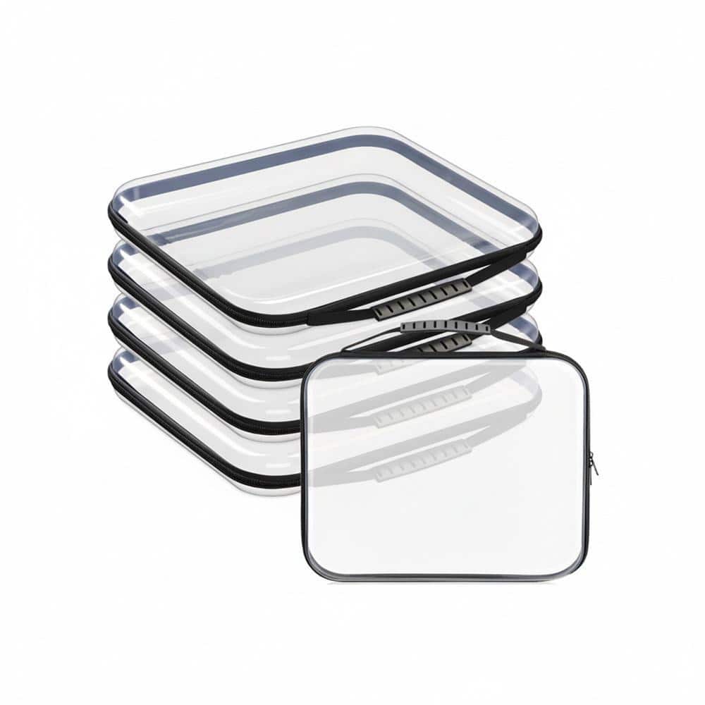 Lynzavix Black Clear Hard Zipper Case Toiletry Bag with Handle