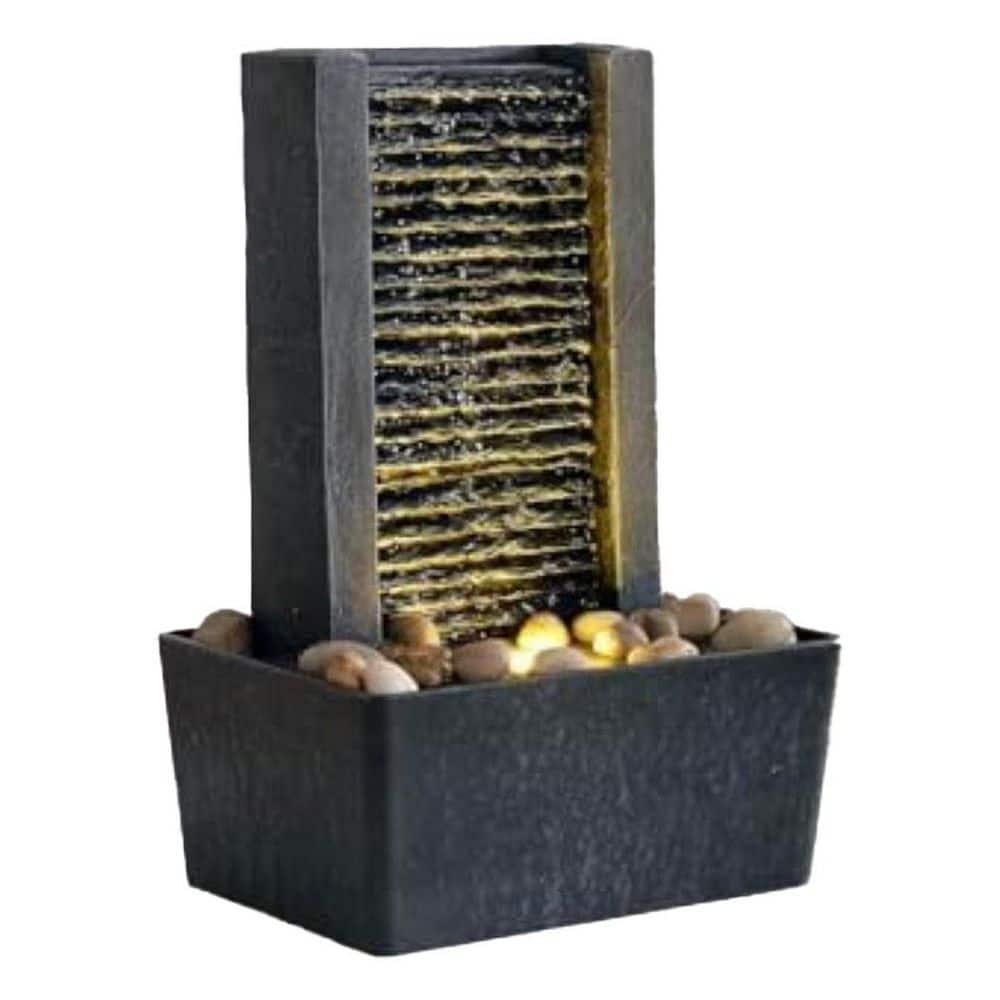 10.4 in. 110-Volt Plastic Tabletop Fountain with LED Light and Cobbles Cascade price history on PriceWatchPro