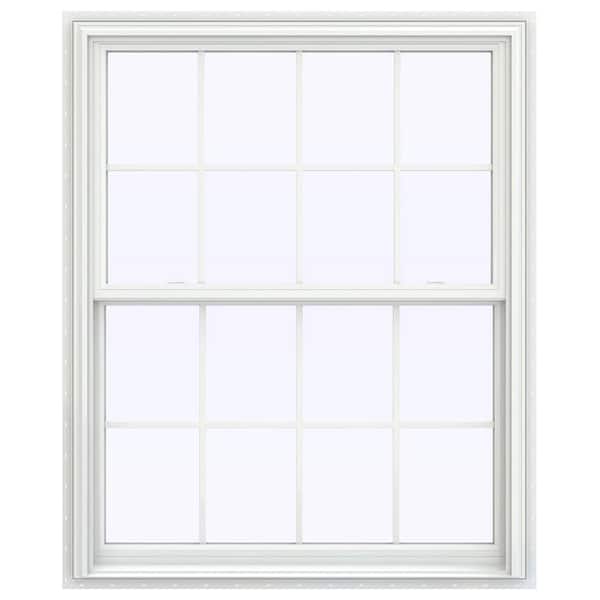 JELD-WEN 43.5 in. x 47.5 in. V-2500 Series White Vinyl Double Hung Window with Colonial Grids/Grilles