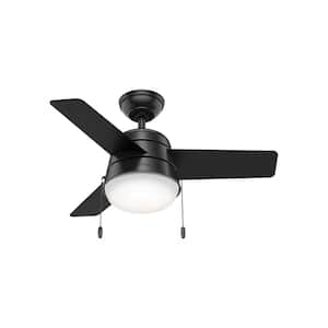 Aker 36 in. LED Indoor Matte Black Ceiling Fan with Light