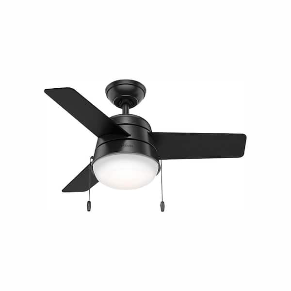 Hunter Aker 36 in. LED Indoor Matte Black Ceiling Fan with Light