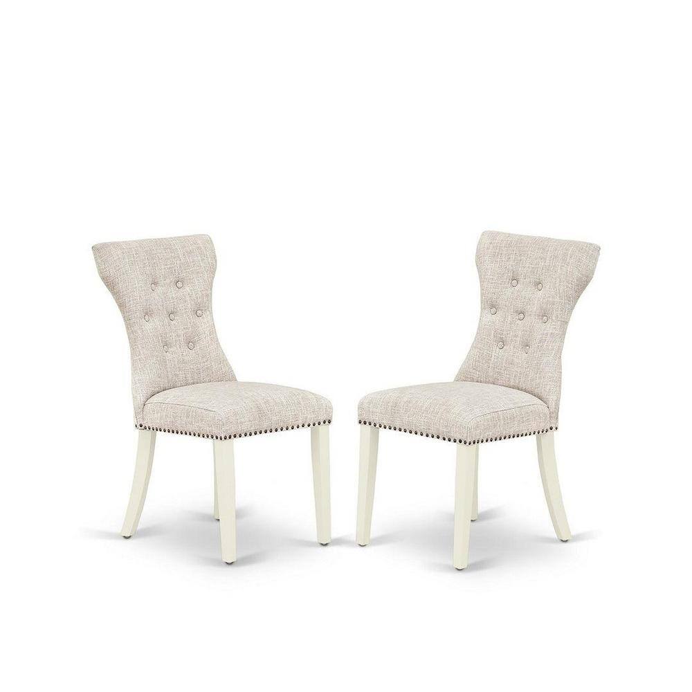 Linen White and Distressed Jacobean 6-Piece Dining Set with Padded Chairs and Bench