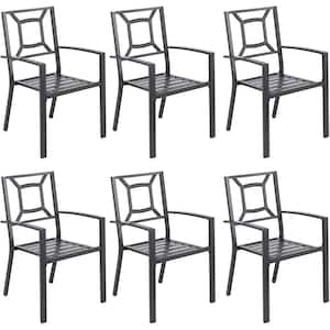 Black Stackable Metal Outdoor Dining Chair (6-Pack)
