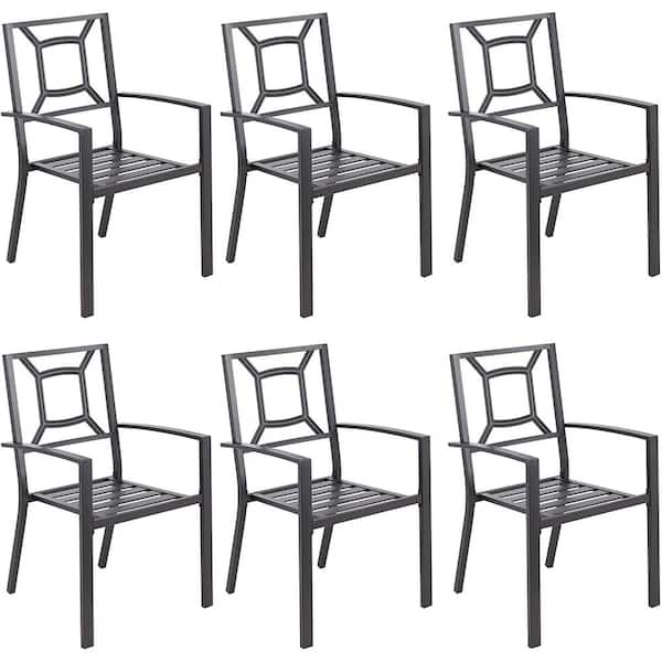 Black Stackable Metal Outdoor Dining Chair (6-Pack)