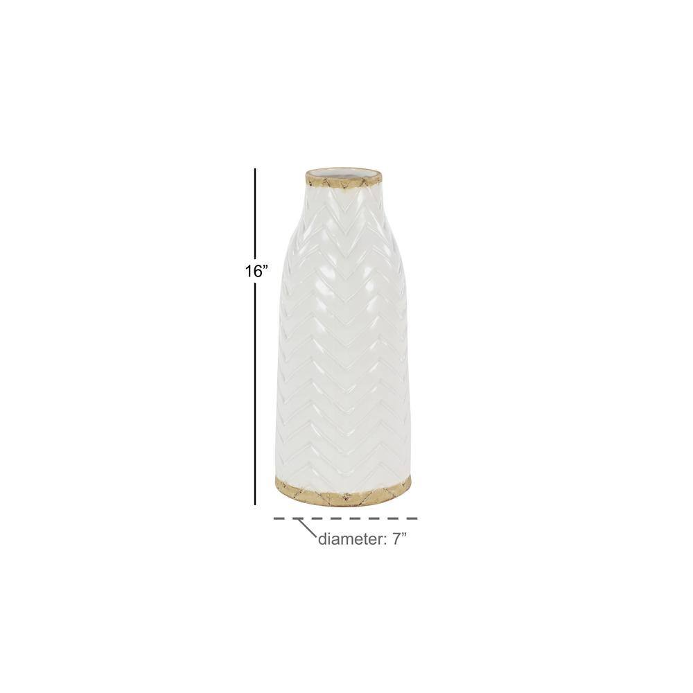 Medium White and Light Brown Porcelain Decorative Table Vase