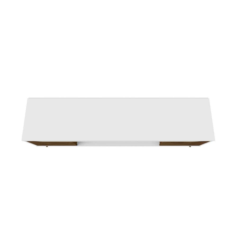 Bradley 63'' Glossy White and Rustic Brown Wood TV Stand with Cabinet