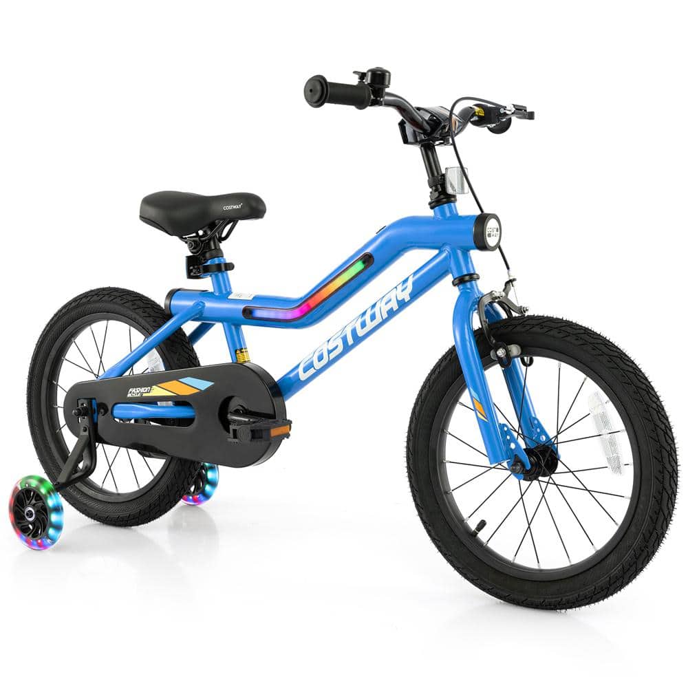Costway 16 in. LED Lighted Kids Bike with Adjustable Seat Coaster