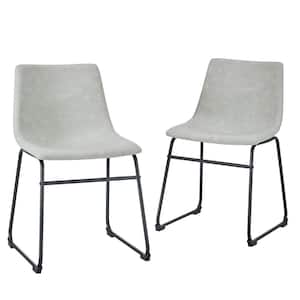 18" Industrial Faux Leather Dining Chair, set of 2 - Grey