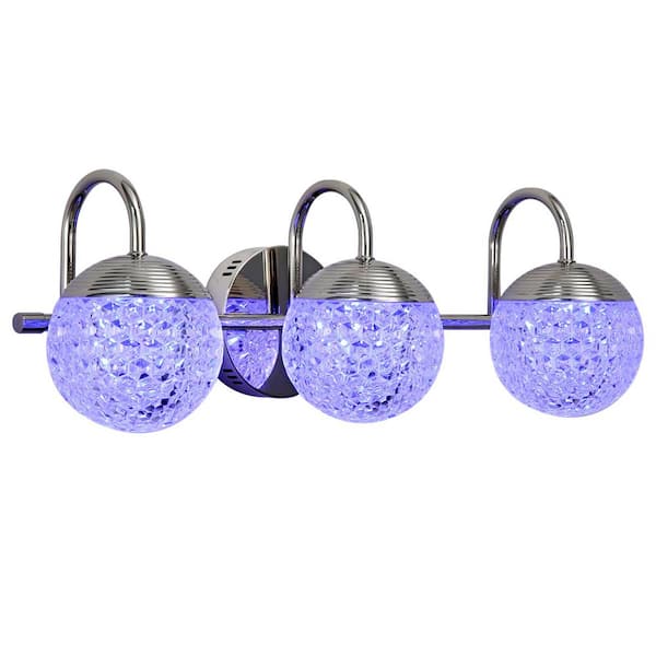 Lightania Sphere shaped 22 in. 3 Lights Brushed Nickel LED Vanity light Bar with Remote control RGB lights