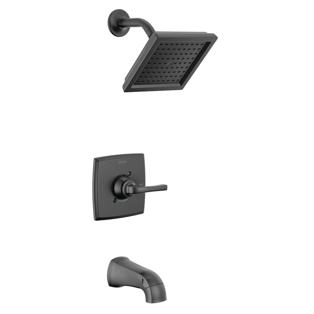 Matte Black Square Wall Mounted Tub and Shower Faucet Set