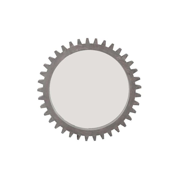 Unbranded Brown 17 in. W x 17 in. Wood Round Hanging Gear Shape Decorative Mirrors, Door Mirror