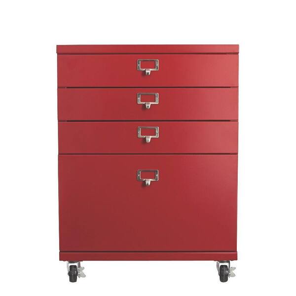 Home Decorators Collection Becker 4-Drawer Metal Cart in Red