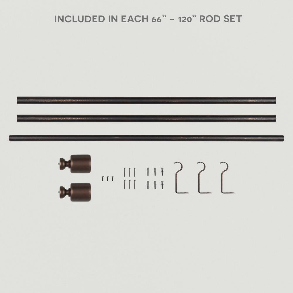 Adjustable Oil Rubbed Bronze Single Curtain Rod Set with Finial