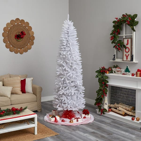 Nearly Natural 6.5' Slim Christmas Tree w/Remote Control 