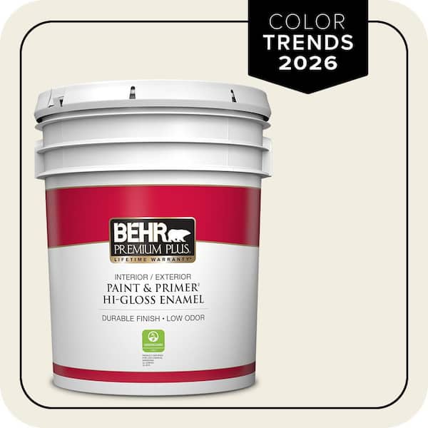 BEHR PREMIUM PLUS 5 gal. Designer Collection #DC-003 Blank Canvas Hi-Gloss Enamel Interior/Exterior Paint & Primer