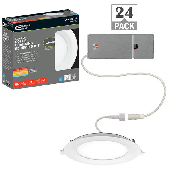 Commercial Electric 6 in. Canless Integrated LED Recessed Light Trim ...