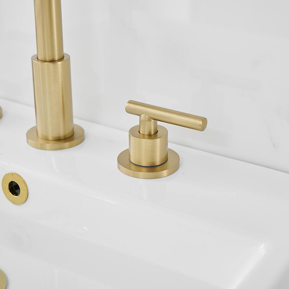 Brushed Gold Stainless Steel 8" Widespread Bathroom Faucet