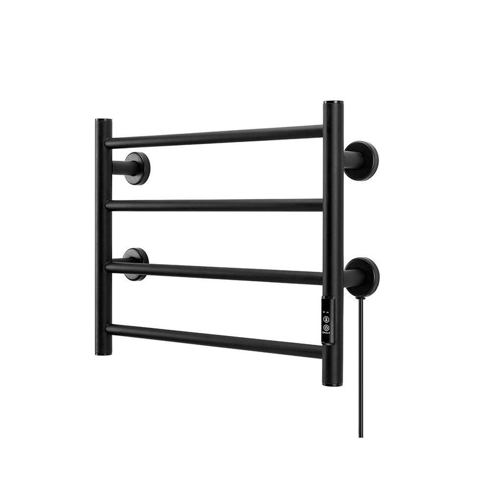 4 Bars Wall Mounted Heated Towel Racks with Timer Black CUUTMYMAB The Home Depot
