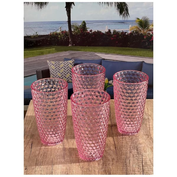 Aoibox Set of 4 12 oz. Diamond Cut Clear Quality Unbreakable Stemless Acrylic Drinking Glasses