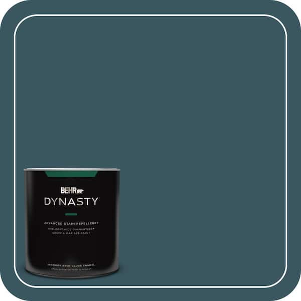 BEHR DYNASTY 1 qt. #520F-7 Kingfisher Semi-Gloss Enamel Interior Stain-Blocking Paint and Primer