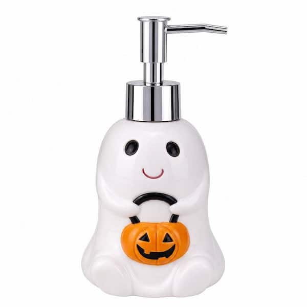 Halloween Collection Ghost and Pumpkin Multicolor Ceramic Soap Dispenser and Lotion Dispenser for Countertop
