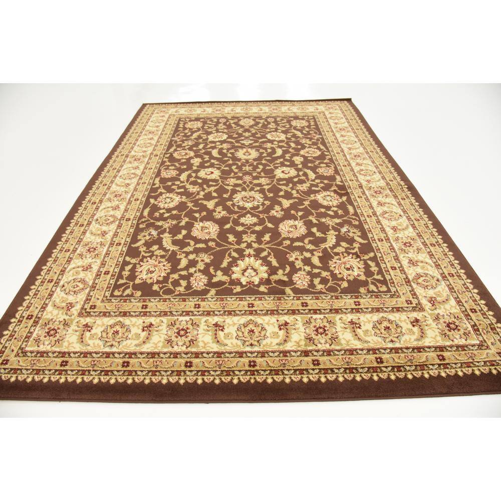 Brown Rectangular Stain-Resistant Synthetic Indoor Rug 7'10 x 10'