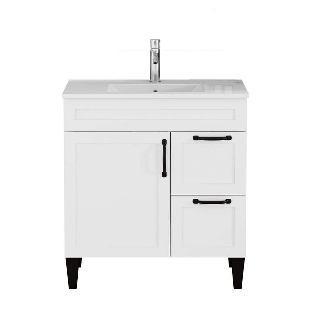 32 in. Freestanding White Bath Vanity with White Ceramic Top Unassembled price history on PriceWatchPro