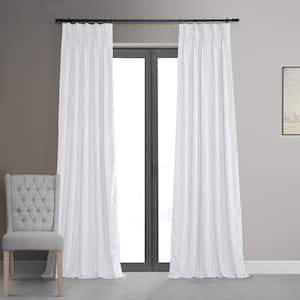Signature Primary White Pleated Blackout Velvet Curtain 25 in. W x 108 in. L (1 Panel)